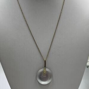 Alexis Bittar Handcrafted White Lucite
Pendent Necklace Gold 
Backing‎ Signed